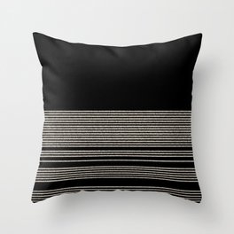 Organic Stripes - Minimalist Textured Line Pattern in Almond Cream and Black Throw Pillow