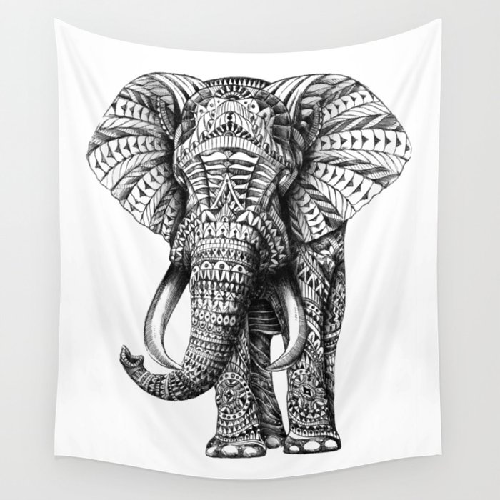 Ornate Elephant Wall Tapestry by bioworkz  Society6