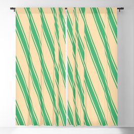 [ Thumbnail: Tan and Sea Green Colored Lines Pattern Blackout Curtain ]