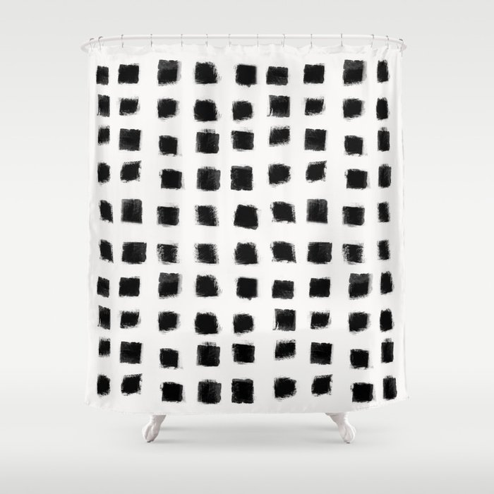 form blocs | polka strokes narrow | black on off white  Shower Curtain