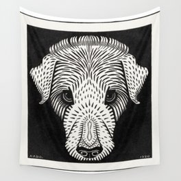 Dog's Head Mori de Graag - Black And White Dog Reproduction Wall Tapestry
