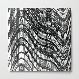 Wavy Black And White Line Art  Metal Print