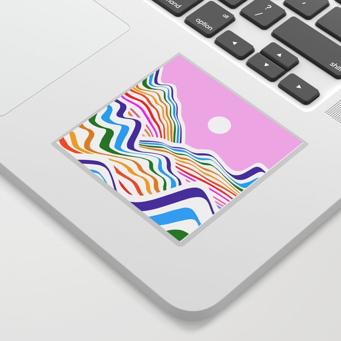 Vibrant Rainbow Wave Landscape Sticker