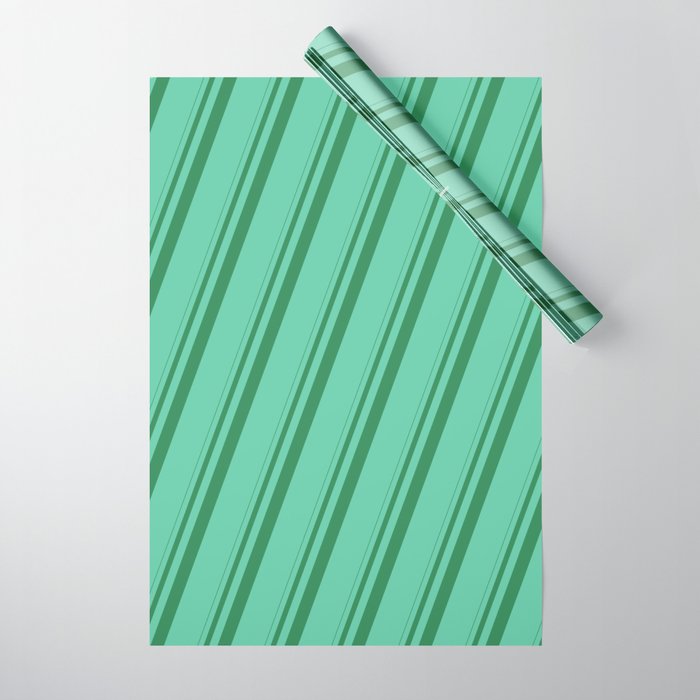 Sea Green and Aquamarine Colored Lines/Stripes Pattern Wrapping Paper