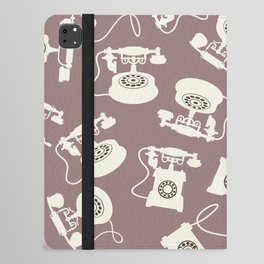 Vintage Rotary Dial Telephone Pattern on Rosy Brown iPad Folio Case
