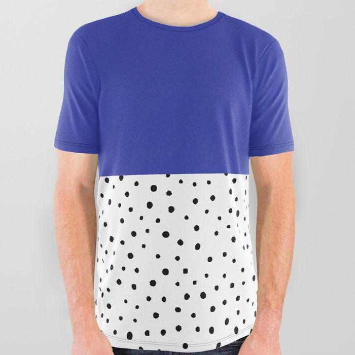 Navy Blue + Preppy Polka Dots All Over Graphic Tee