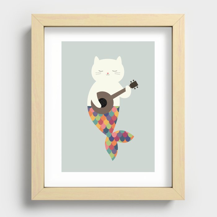 White Meowmaid Recessed Framed Print