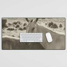 Horses - Black and White Desk Mat