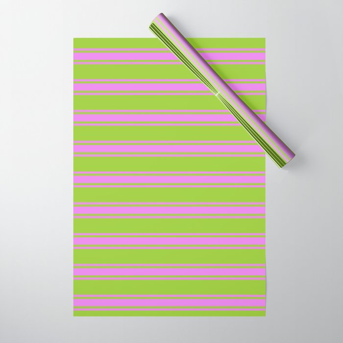 Green & Violet Colored Lined/Striped Pattern Wrapping Paper