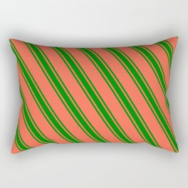 [ Thumbnail: Red & Green Colored Lines Pattern Rectangular Pillow ]