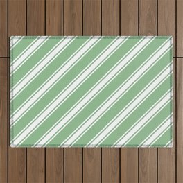 [ Thumbnail: Dark Sea Green & White Colored Lines Pattern Outdoor Rug ]