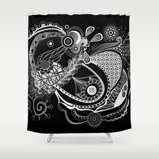 Spring tangle, black Shower Curtain