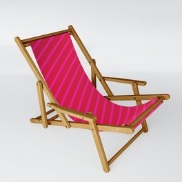 [ Thumbnail: Crimson and Deep Pink Colored Striped/Lined Pattern Sling Chair ]