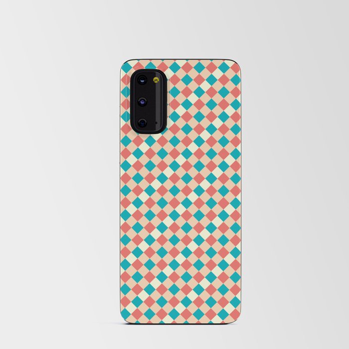 Red Beige Yellow Blue Diagonal French Checkered Pattern Android Card Case
