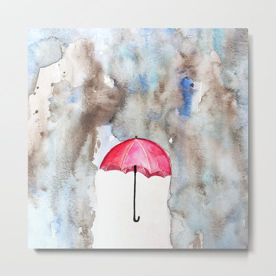 The Red Umbrella Metal Print