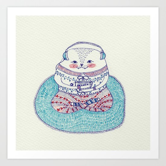 music cat Art Print