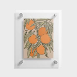 Vintage orange branches illustration on beige background Floating Acrylic Print