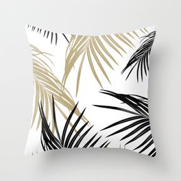 Gold Black Palm Leaves Dream #1 #tropical #decor #art #society6 Throw Pillow