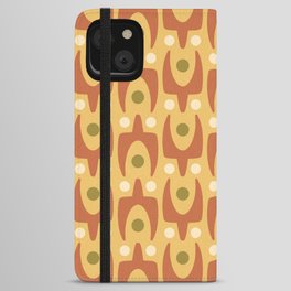 Mid Century Modern Abstract Pattern 750 Brown Green and Yellow iPhone Wallet Case