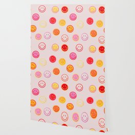 Smiling Faces Pattern Wallpaper | Pattern, Cute, Smiley, Pop Art, Street Art, Graphicdesign, Happiness, Colorful, 90S, Peace 