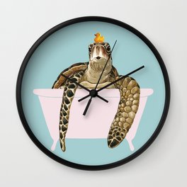 Sea Turtle in Bathtub Wall Clock