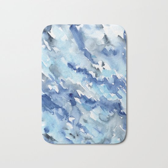 Watercolor madness in blue Bath Mat
