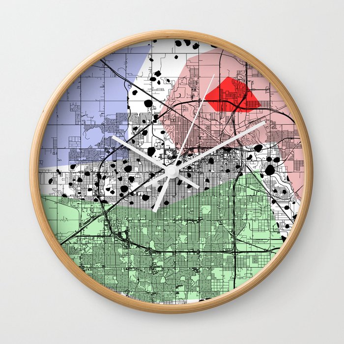 Lubbock, USA - minimalist map collage Wall Clock