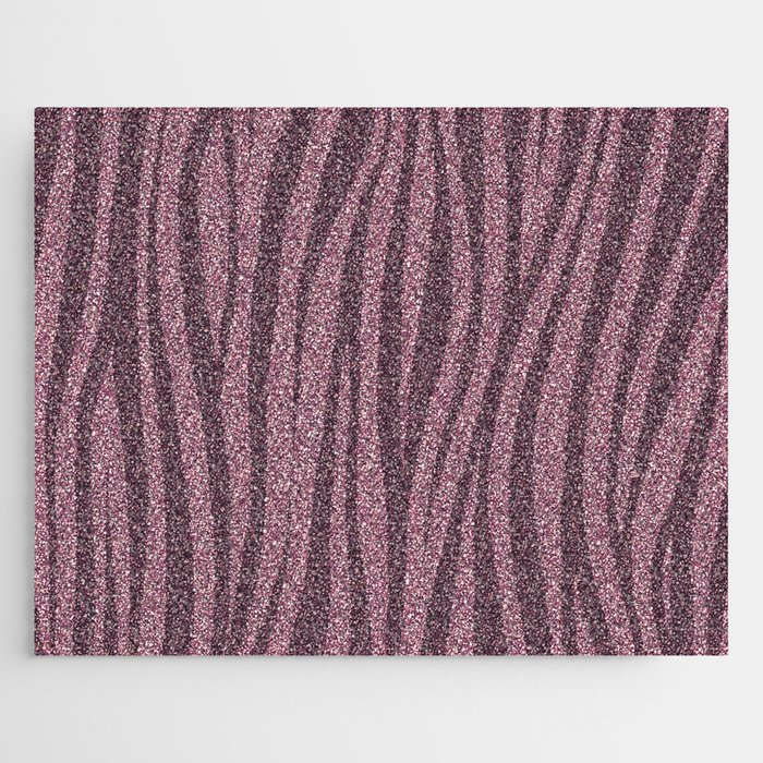 Stripes Pink Glitter Jigsaw Puzzle
