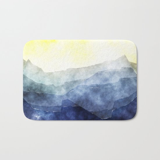 Sun behind the mountains - Modern abstract triangle pattern Bath Mat
