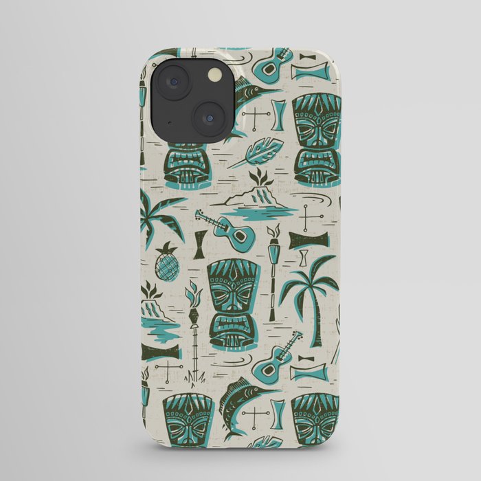 Tropical Tiki - Cream & Aqua iPhone Case
