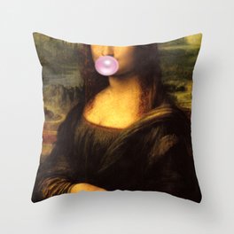 Mona Lisa Bubble Gum Throw Pillow