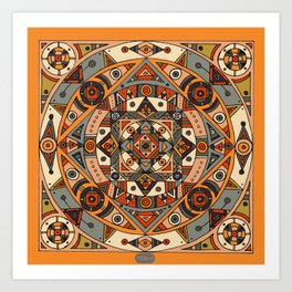 Mandala no.6: Mexico City Art Print | Vintage, Painting, City, Aziland, Geometric, Mandala, Digital, Pattern, Digitalart, Retro 