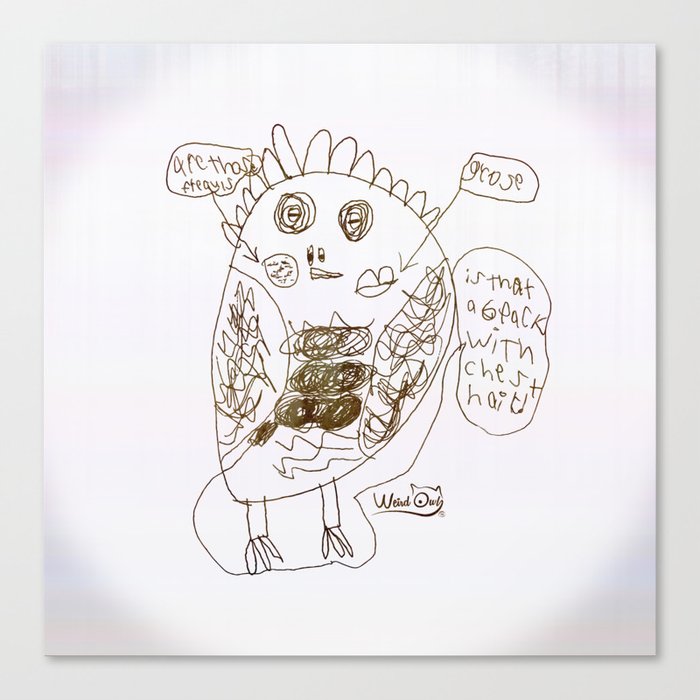 Weird Owl - BW Canvas Print