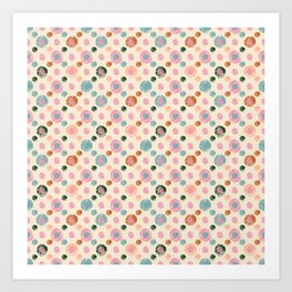 Small Pastel Color Polka Dot Pattern Art Print