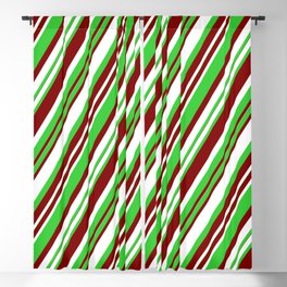 [ Thumbnail: Maroon, White, and Lime Green Colored Striped/Lined Pattern Blackout Curtain ]