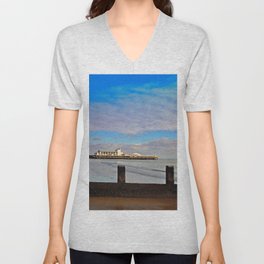 Bournemouth Pier And Beach Dorset England UK V Neck T Shirt