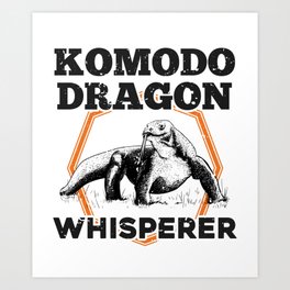 Komodo Waror Whisperer Komodo Dragon Vintage Art Print | Gift, Komodowhisperer, Lizardlovers, Revellias, Animallovers, Animalprotectors, Drawing, Komodo, Reptile, Comododragon 