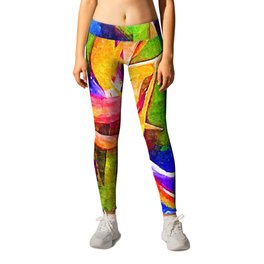 Bird of paradise flowers Colorful Painting Leggings | Oil, Acrylic, Floral, Plant, Art, Flowers, Modern, Exotic, Digitalart, Colorful 