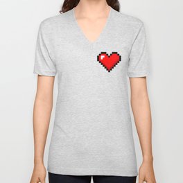 8-Bit Heart V Neck T Shirt