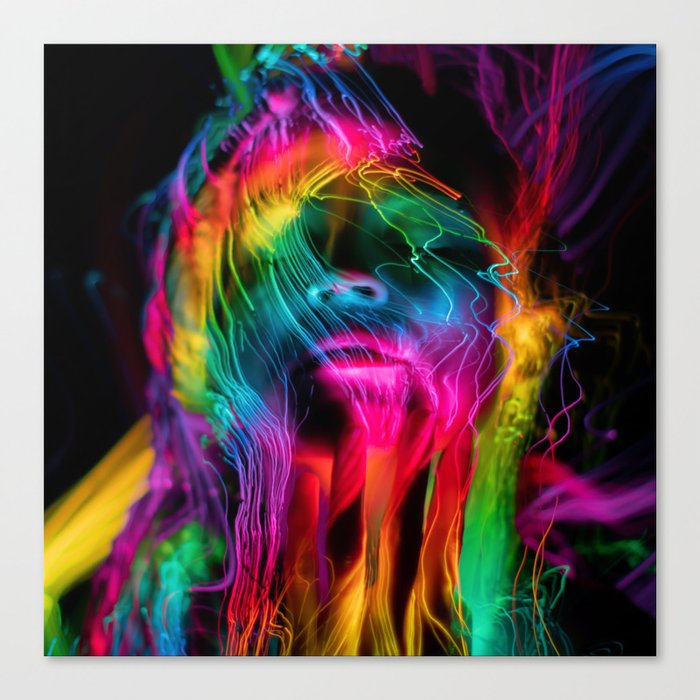 A Colorful Face Glowing Canvas Print