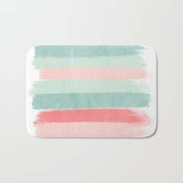 Stripes painted coral minimal mint teal bright southern charleston decor colors Bath Mat