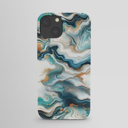 Teal, Blue & Gold Marble Agate  iPhone Case