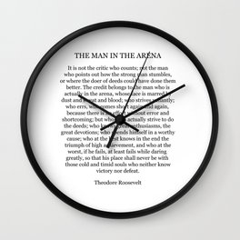 The Man In The Arena, Theodore Roosevelt Quote Wall Clock
