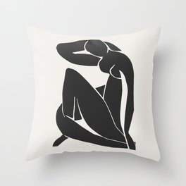 Henri Matisse Abstract Woman, Black and Beige Nude Matisse Art Decor Throw Pillow