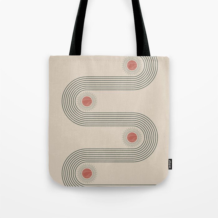 Mid century modern minimalist print with contemporary geometric moon phases Tote Bag