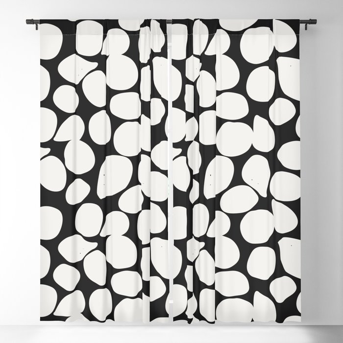 Black and white contrasting pattern with petals Blackout Curtain