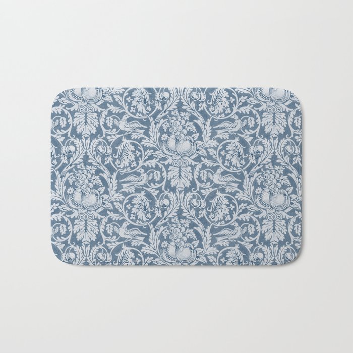 Queen Anne - Original Dove Blue William Morris Damask Pattern Bath Mat