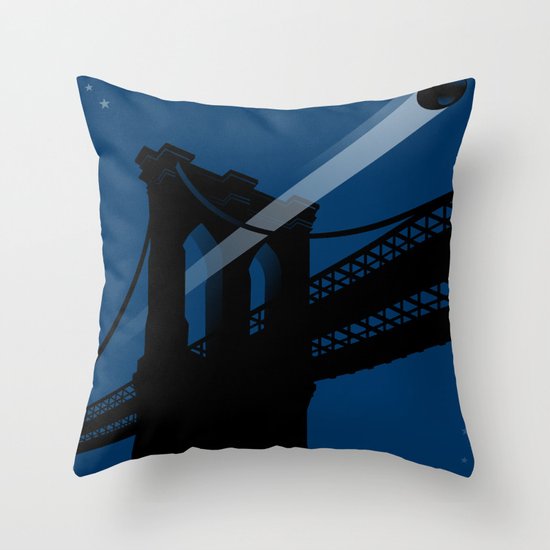 A UFO flies in Brooklyn Throw Pillow