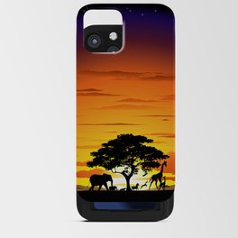Wild Animals on African Savanna Sunset iPhone Card Case