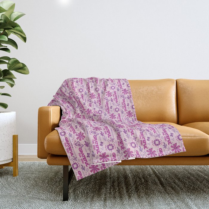 Grateful for You Pink Plum Throw Blanket